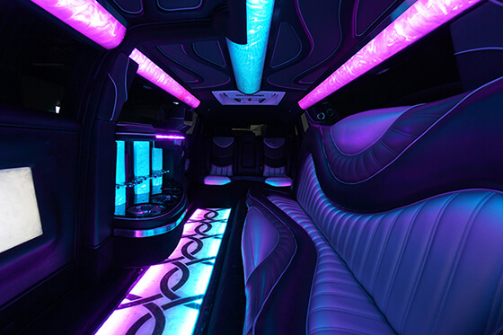 colored lighting on the limo